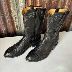 Lucchese Handmade Ostrich Black Boots 8.5D